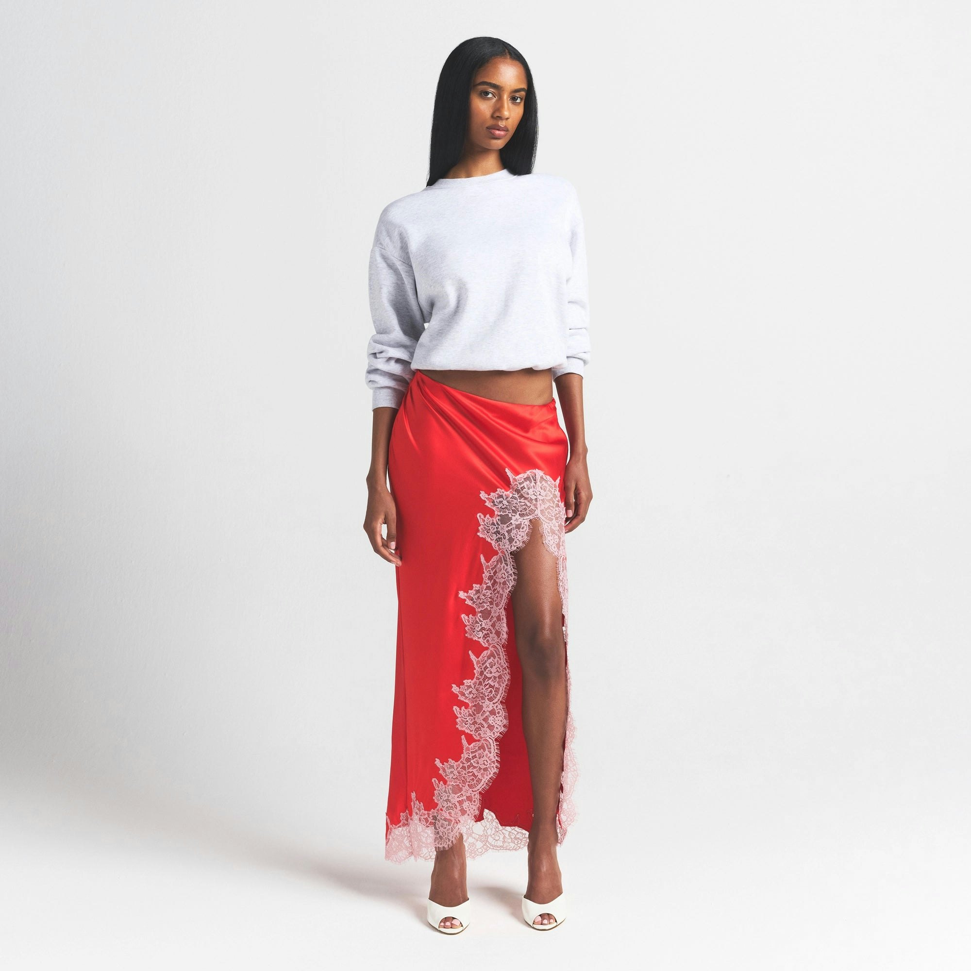 LACE SLIP MIDI SKIRT - 7