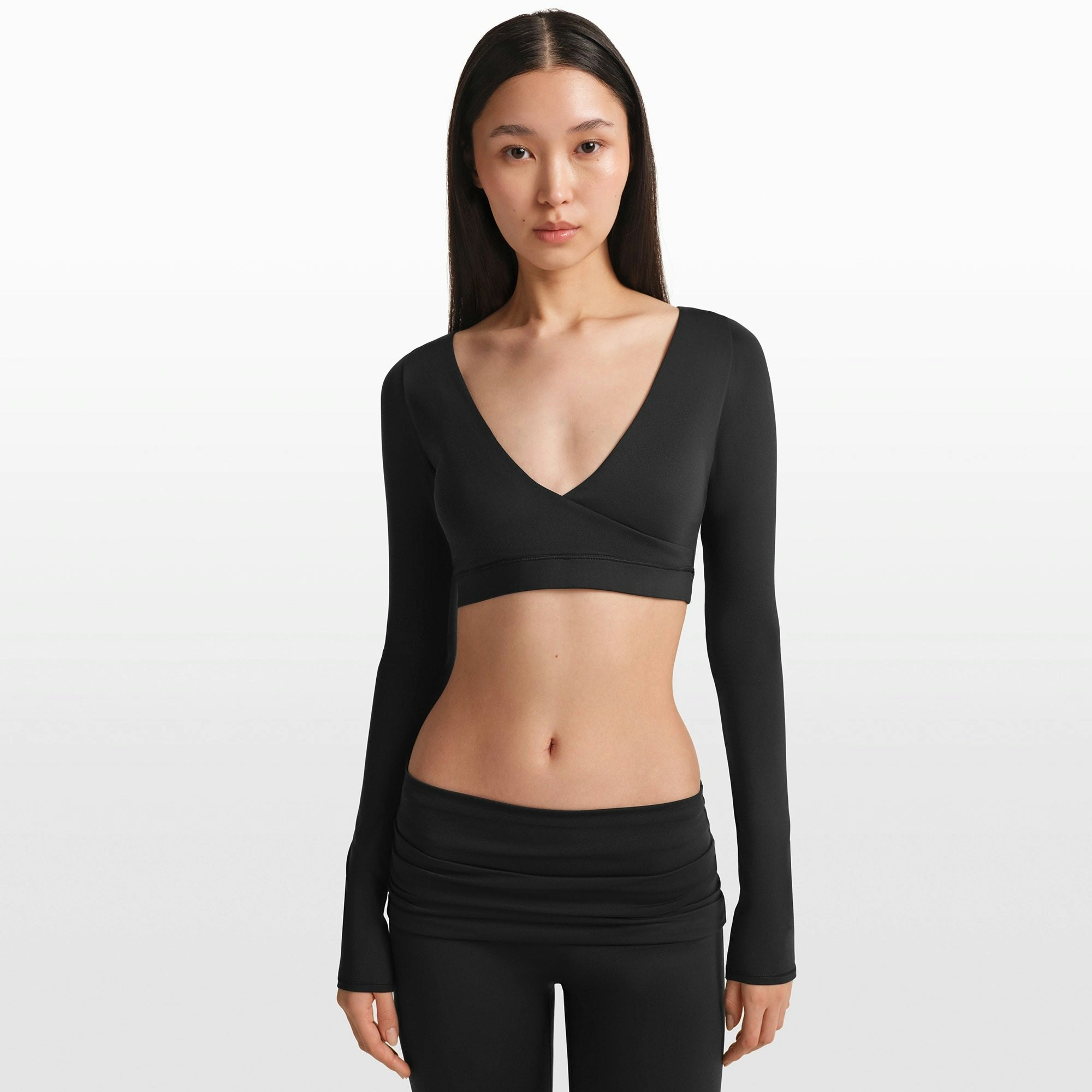 WRAP LONG SLEEVE CROPPED TOP
