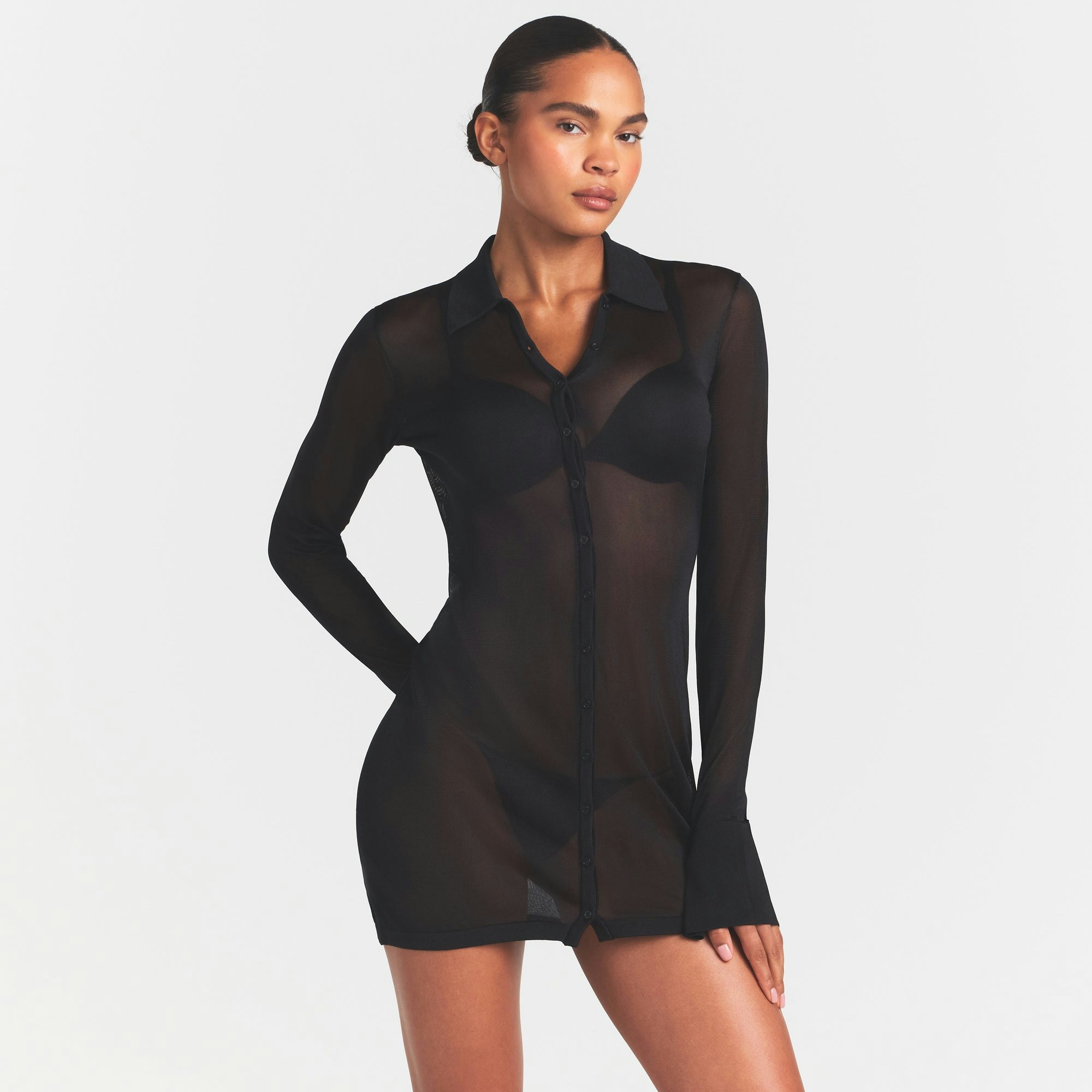 BUTTON DOWN MINI DRESS