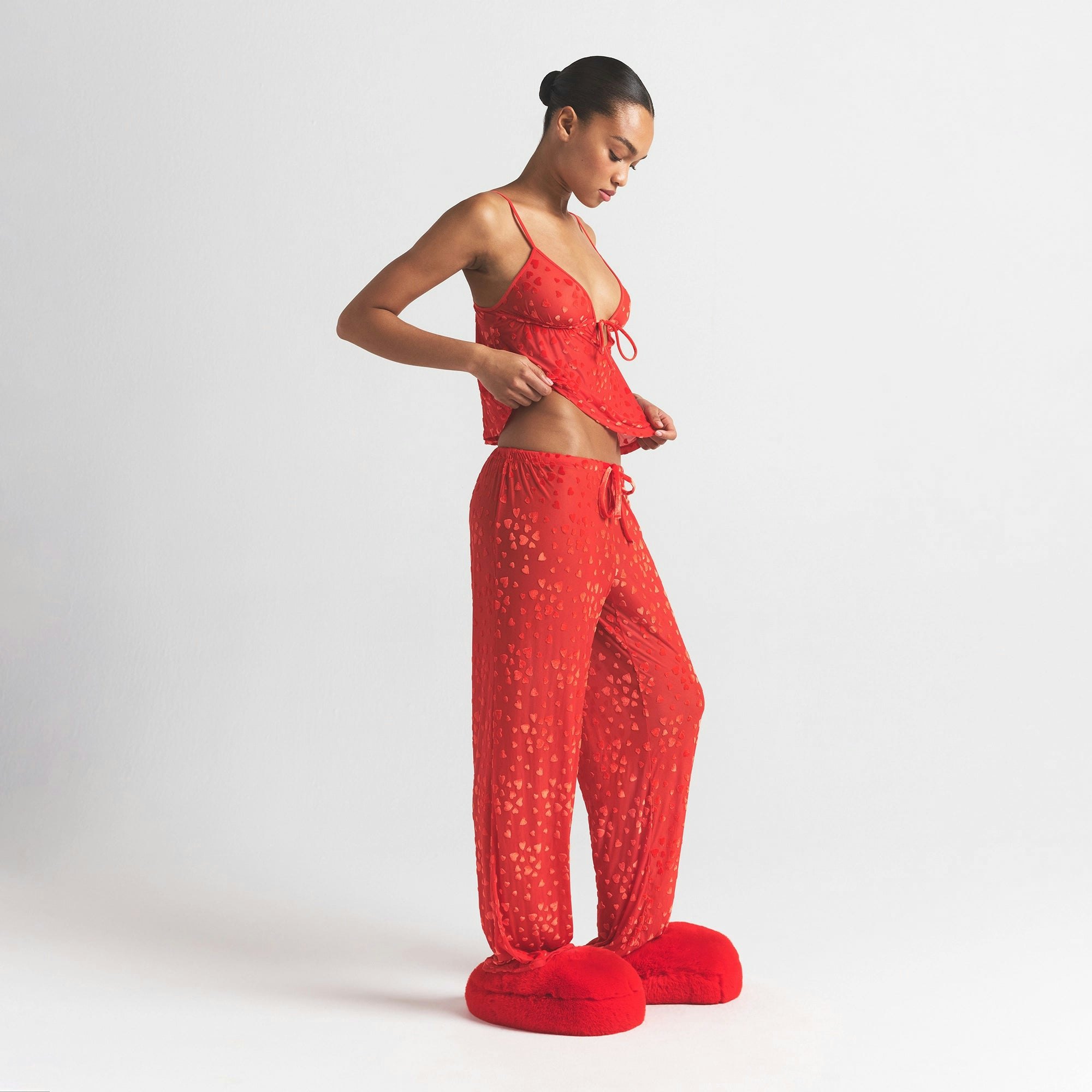 SHEER VELVET CAMI AND PANT SET - 3