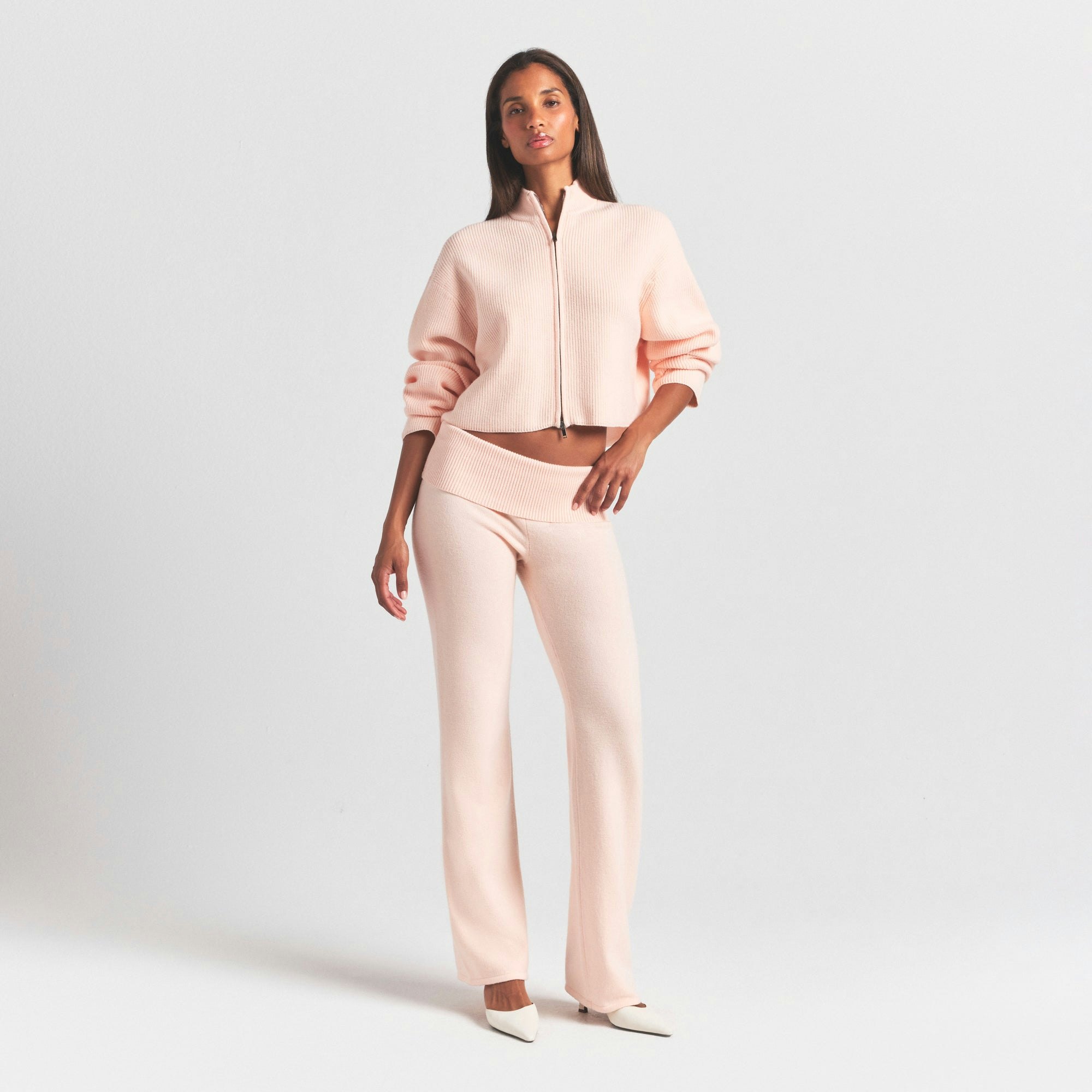 RIBBED MOCK NECK ZIP UP - 5