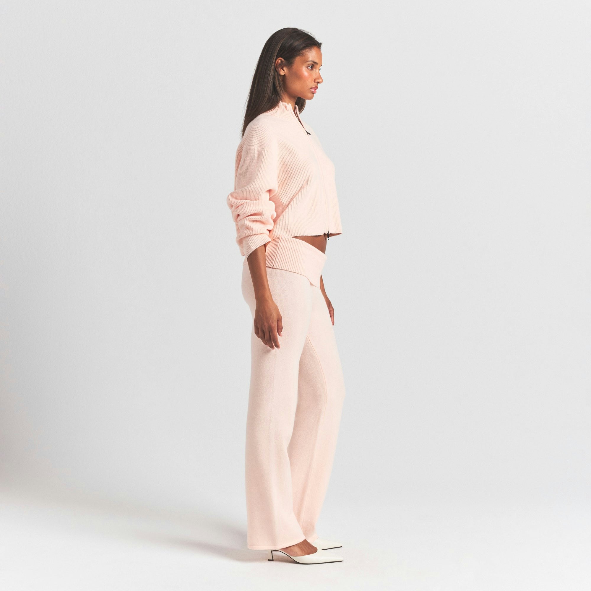 RIBBED MOCK NECK ZIP UP - 3