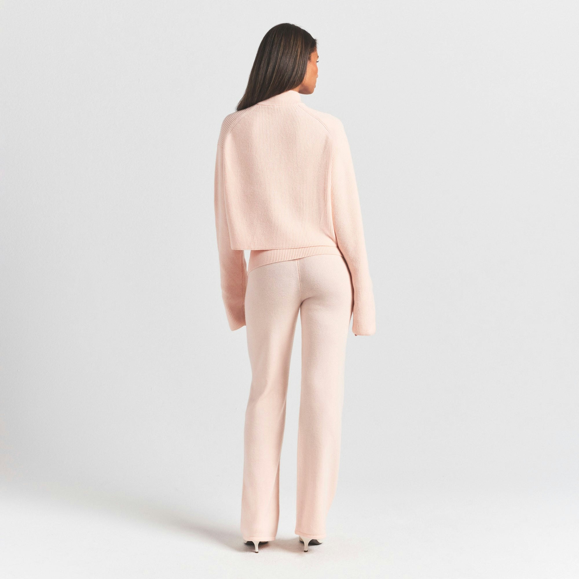 RIBBED MOCK NECK ZIP UP - 4