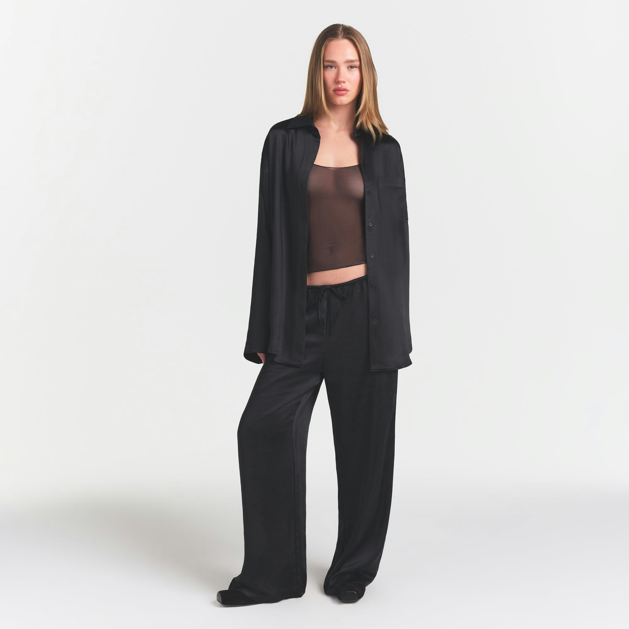 LIGHTWEIGHT SATIN OVERSIZED SHIRT